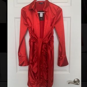 Satin Deep Plunge Dress